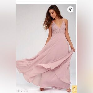 Lulus Madalyn Dusty Lavender Lace Maxi Dress